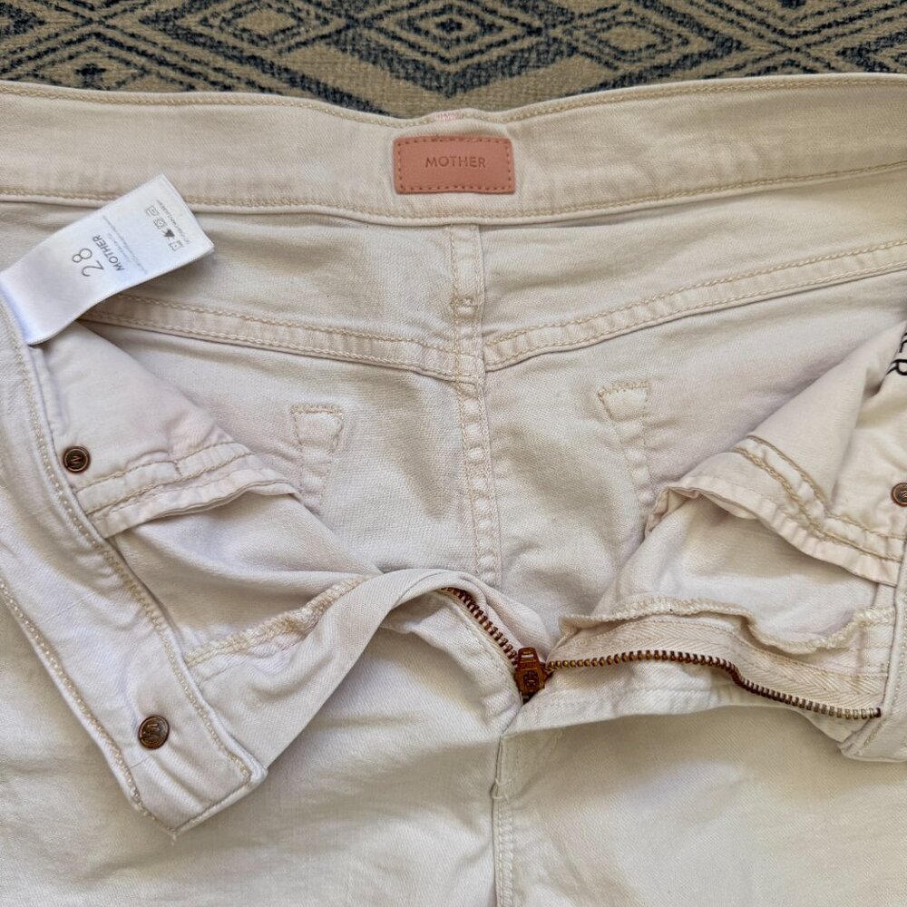 MOTHER The Dutchie Fray Shorts So Far Gone -Cream- 28- Medium Rise - Picture 8 of 11